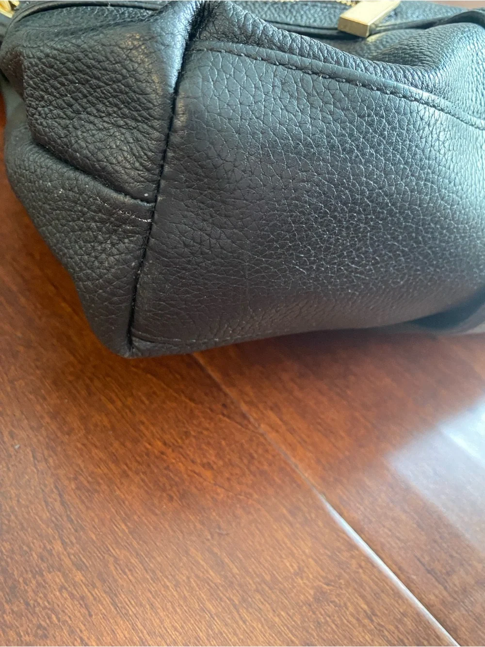 Michael Kors Jamesport Large Shoulder Tote – Black Pebbled Leather & Gold